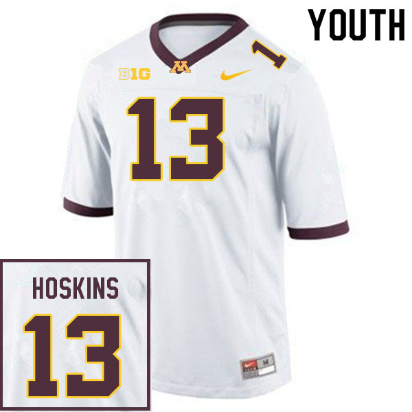 Youth #13 Kristen Hoskins Minnesota Golden Gophers College Football Jerseys Sale-White - Click Image to Close